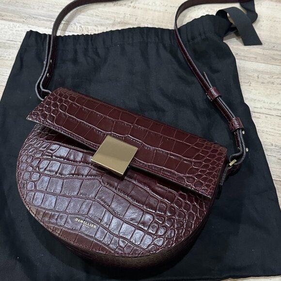 DEMELLIER Mini Oslo Burgundy Croc-Embossed Leather - Picture 1 of 9